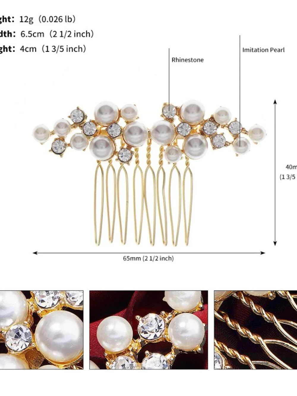 pearl hair comb floral